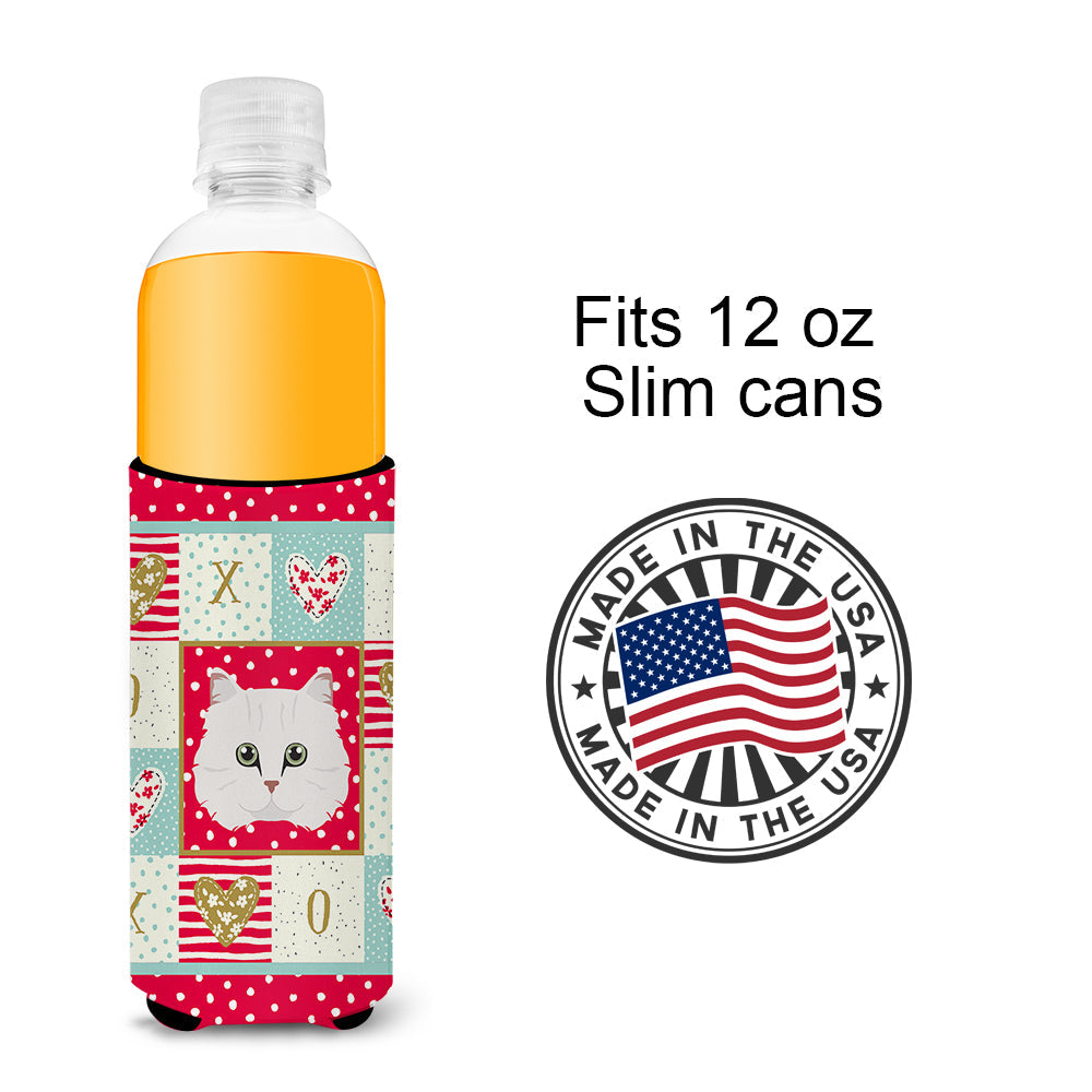 Chinchilla Persian Longhair Cat Love Slim Can Hugger , Insulated Foam Hugger for 12 oz Slim Cans, Beer Bottles & Water Bottles, Printed in USA