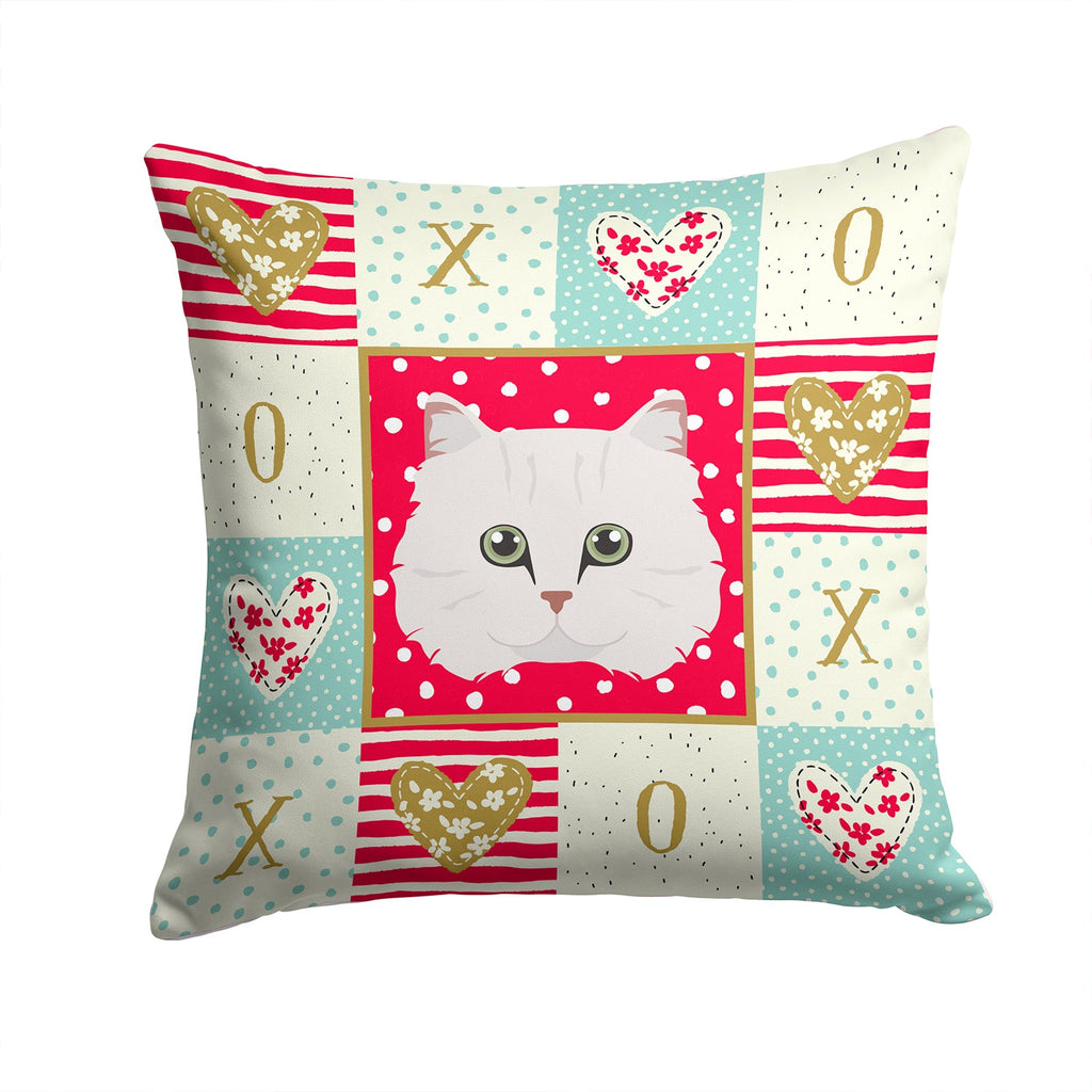 Chinchilla Persian Longhair Cat Love Decorative Throw Pillow 14x14 Indoor Outdoor Accent Cushion, Fabric Cover with Insert for Sofa, Bed, Porch & Living Room