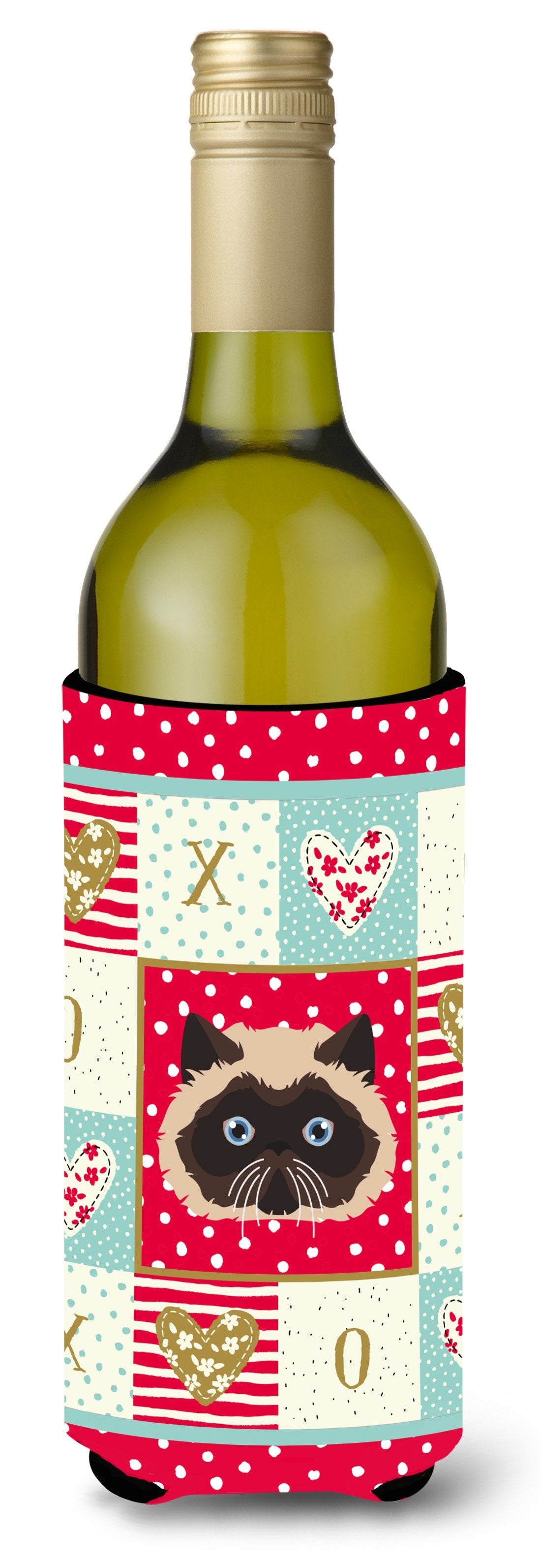 Colorpoint Persian Hymalayan Cat Love Wine Bottle Hugger Gift Sleeve for Standard 750 ml Bottles, Insulated Reusable Also Fits Mini Shot & Pint Bottles