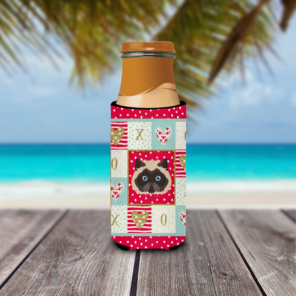 Colorpoint Persian Hymalayan Cat Love Slim Can Hugger , Insulated Foam Hugger for 12 oz Slim Cans, Beer Bottles & Water Bottles, Printed in USA