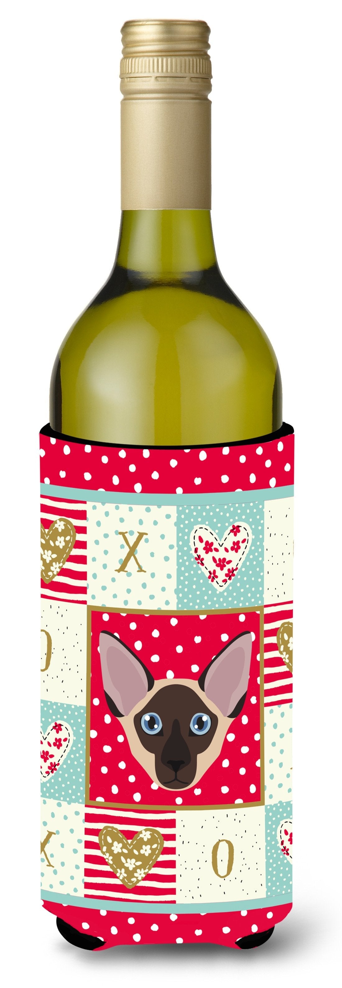 Colorpoint Shorthair Cat Love Wine Bottle Hugger Gift Sleeve for Standard 750 ml Bottles, Insulated Reusable Also Fits Mini Shot & Pint Bottles