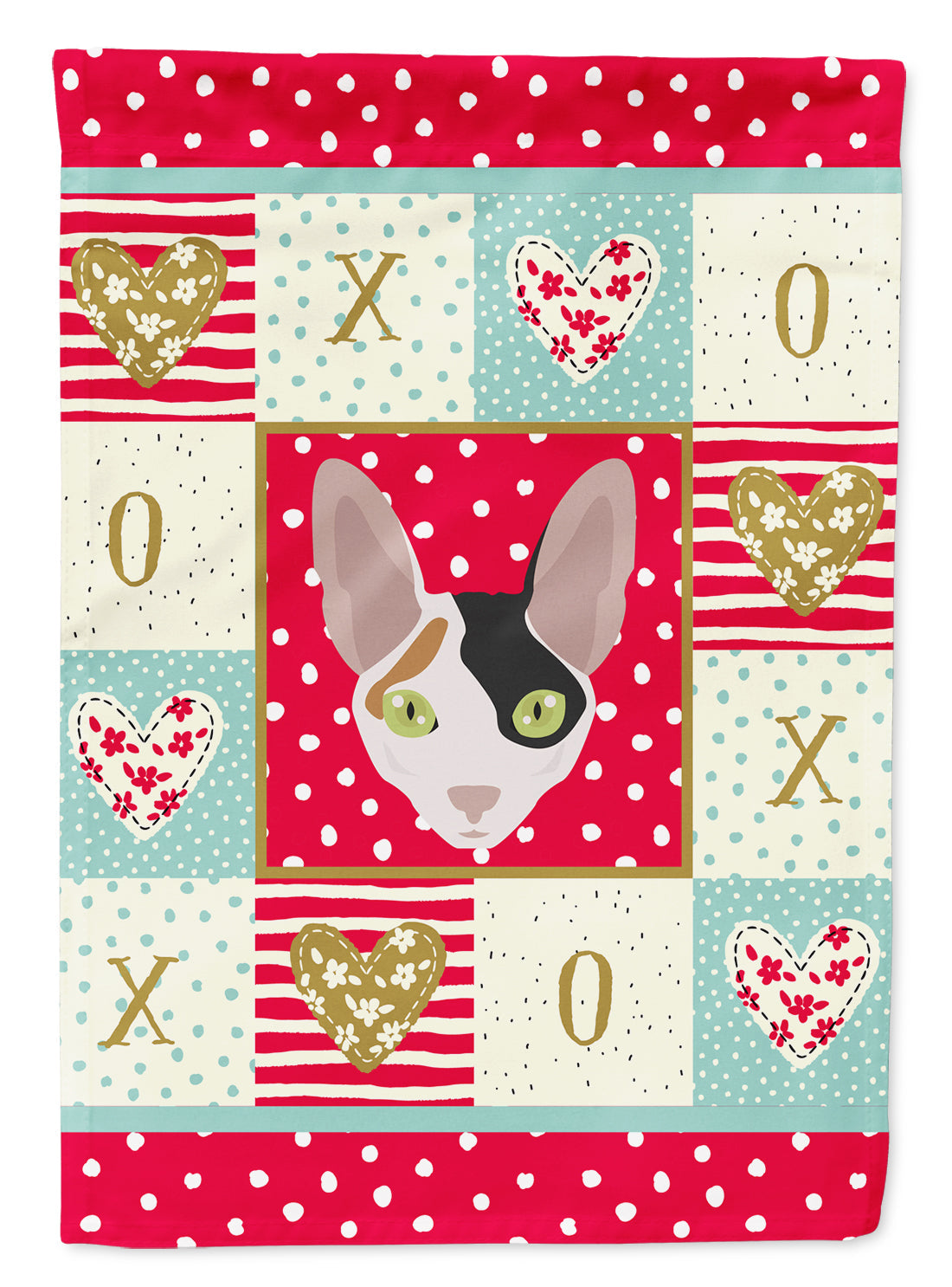 Cornish Rex Cat Love House Flag 28x40 Porch Sleeve Pole Decorative Outside Yard Banner Artwork Wall Hanging, Polyester