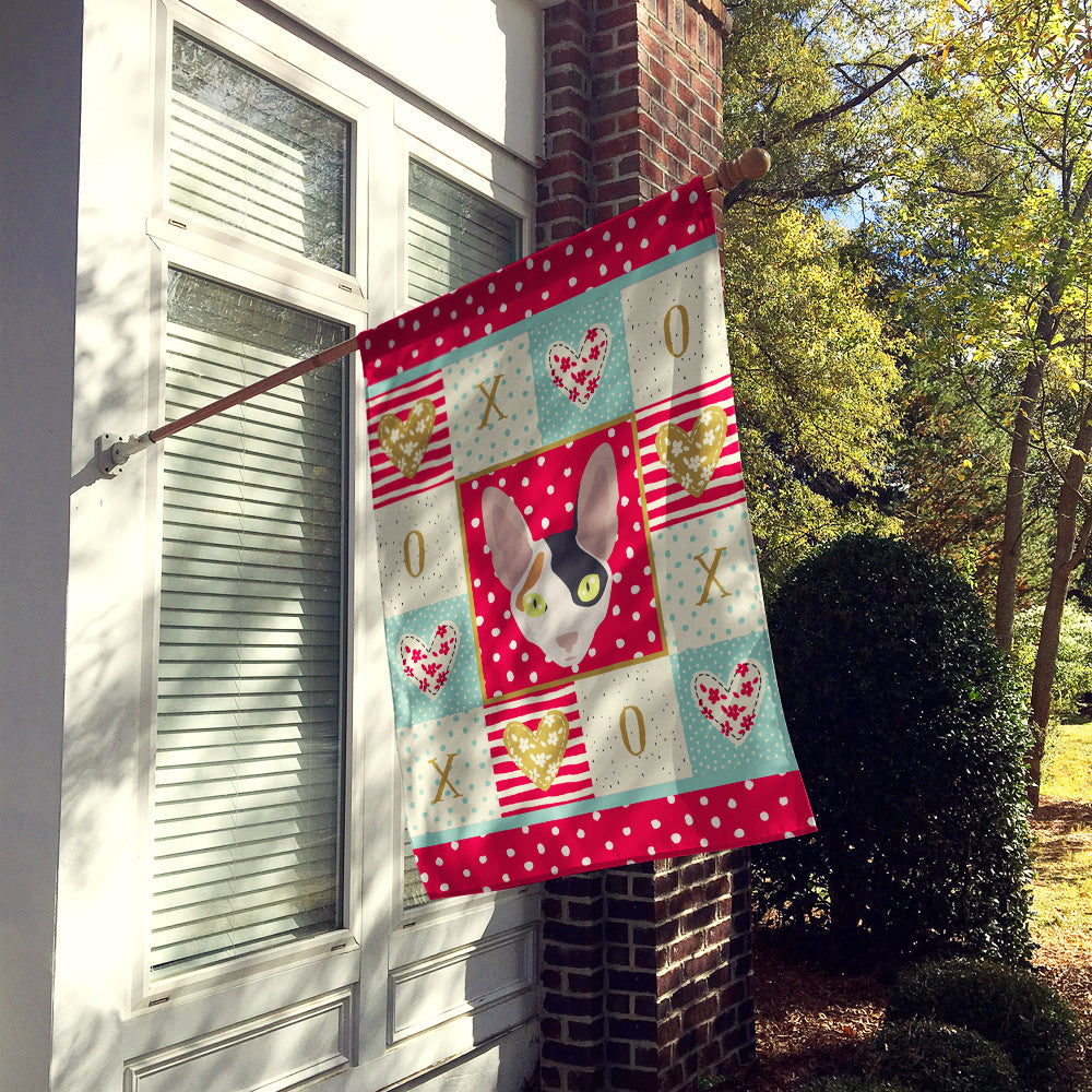 Cornish Rex Cat Love House Flag 28x40 Porch Sleeve Pole Decorative Outside Yard Banner Artwork Wall Hanging, Polyester