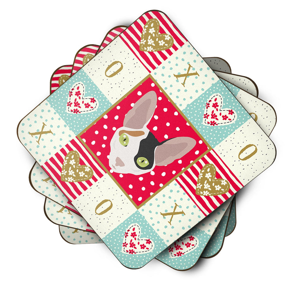 Cornish Rex Cat Love Foam Coasters Set of 4 Cup Coasters for Indoor Outdoor, Tabletop Protection, Anti Slip, Mouse pad Material