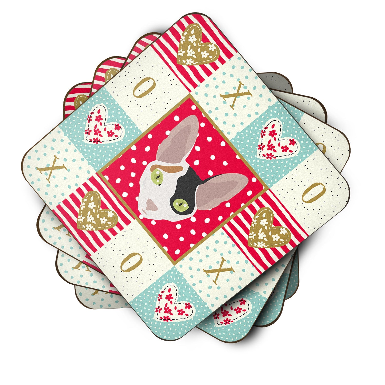 Cornish Rex Cat Love Foam Coasters Set of 4 Cup Coasters for Indoor Outdoor, Tabletop Protection, Anti Slip, Mouse pad Material