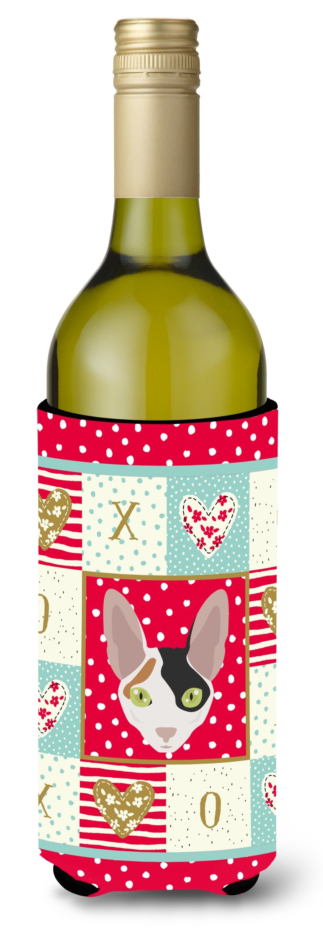 Cornish Rex Cat Love Wine Bottle Hugger Gift Sleeve for Standard 750 ml Bottles, Insulated Reusable Also Fits Mini Shot & Pint Bottles