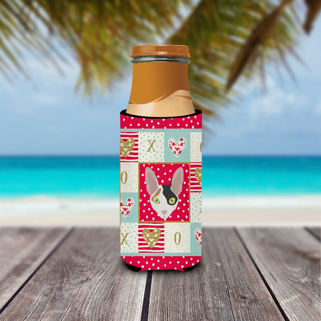 Cornish Rex Cat Love Slim Can Hugger , Insulated Foam Hugger for 12 oz Slim Cans, Beer Bottles & Water Bottles, Printed in USA