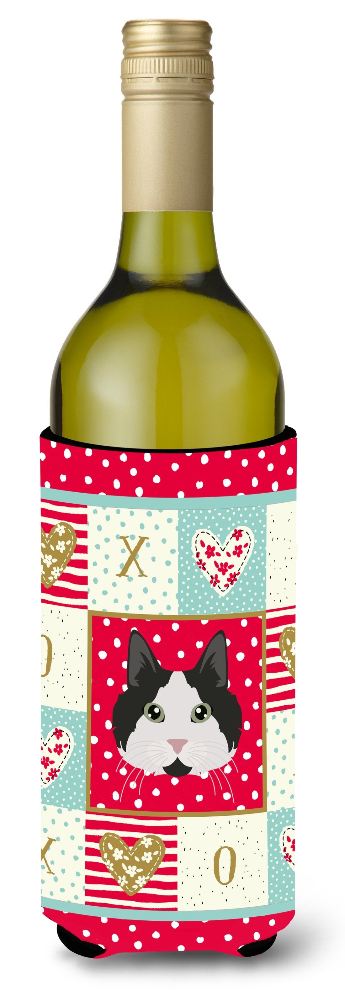 Cymric #2 Cat Love Wine Bottle Hugger Gift Sleeve for Standard 750 ml Bottles, Insulated Reusable Also Fits Mini Shot & Pint Bottles