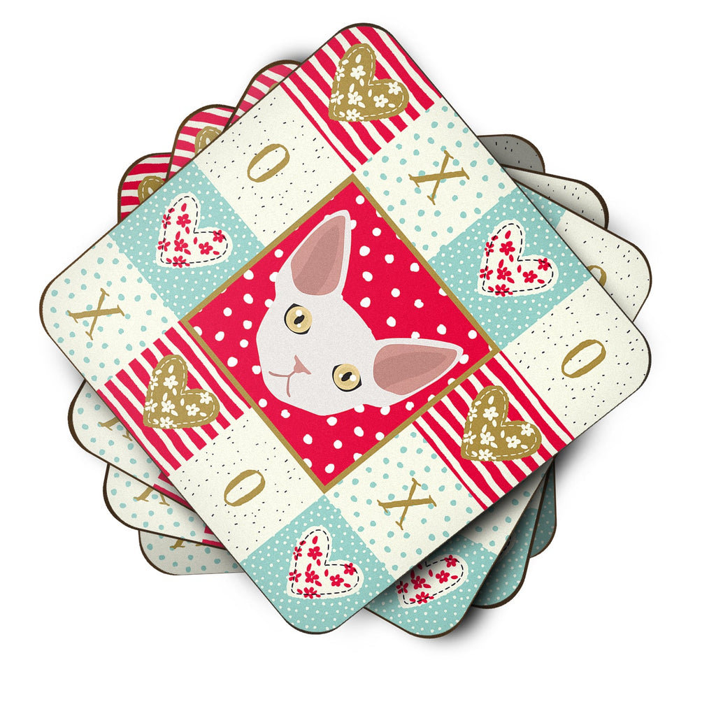 Devon Rex Cat Love Foam Coasters Set of 4 Cup Coasters for Indoor Outdoor, Tabletop Protection, Anti Slip, Mouse pad Material