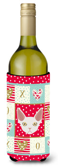 Devon Rex Cat Love Wine Bottle Hugger Gift Sleeve for Standard 750 ml Bottles, Insulated Reusable Also Fits Mini Shot & Pint Bottles