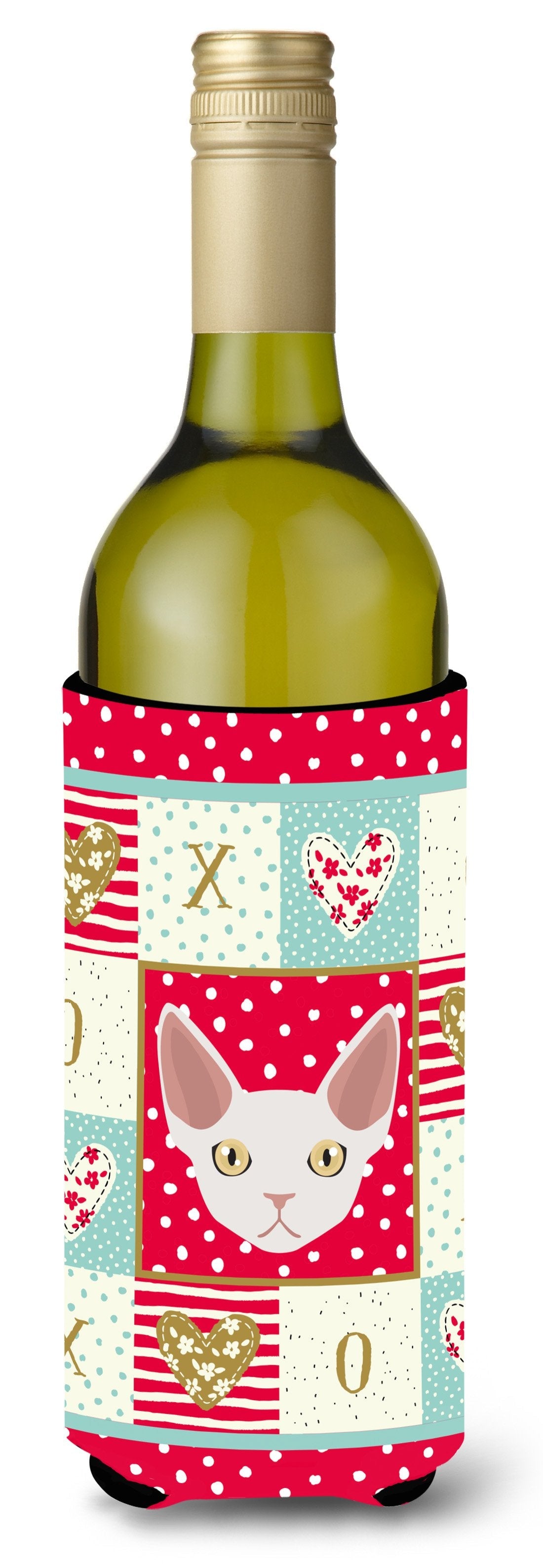 Devon Rex Cat Love Wine Bottle Hugger Gift Sleeve for Standard 750 ml Bottles, Insulated Reusable Also Fits Mini Shot & Pint Bottles