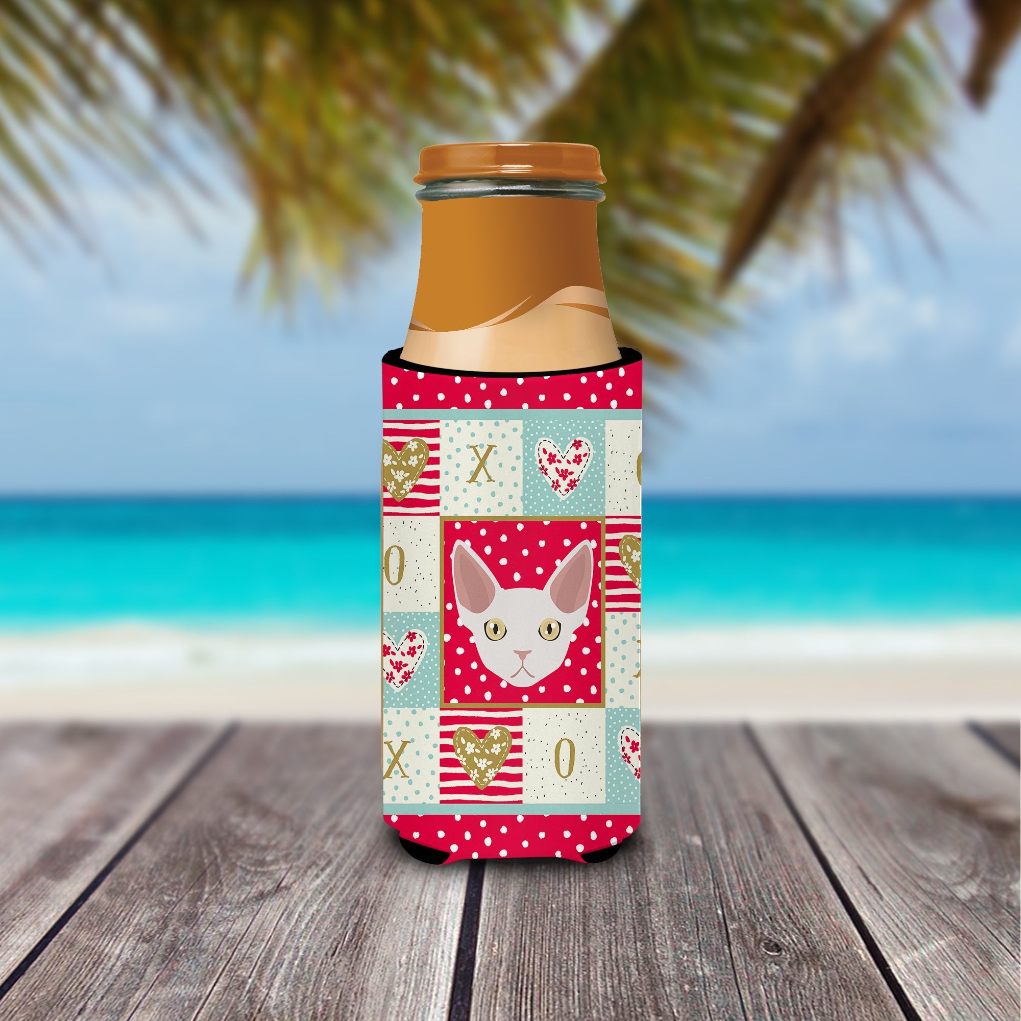 Devon Rex Cat Love Slim Can Hugger , Insulated Foam Hugger for 12 oz Slim Cans, Beer Bottles & Water Bottles, Printed in USA