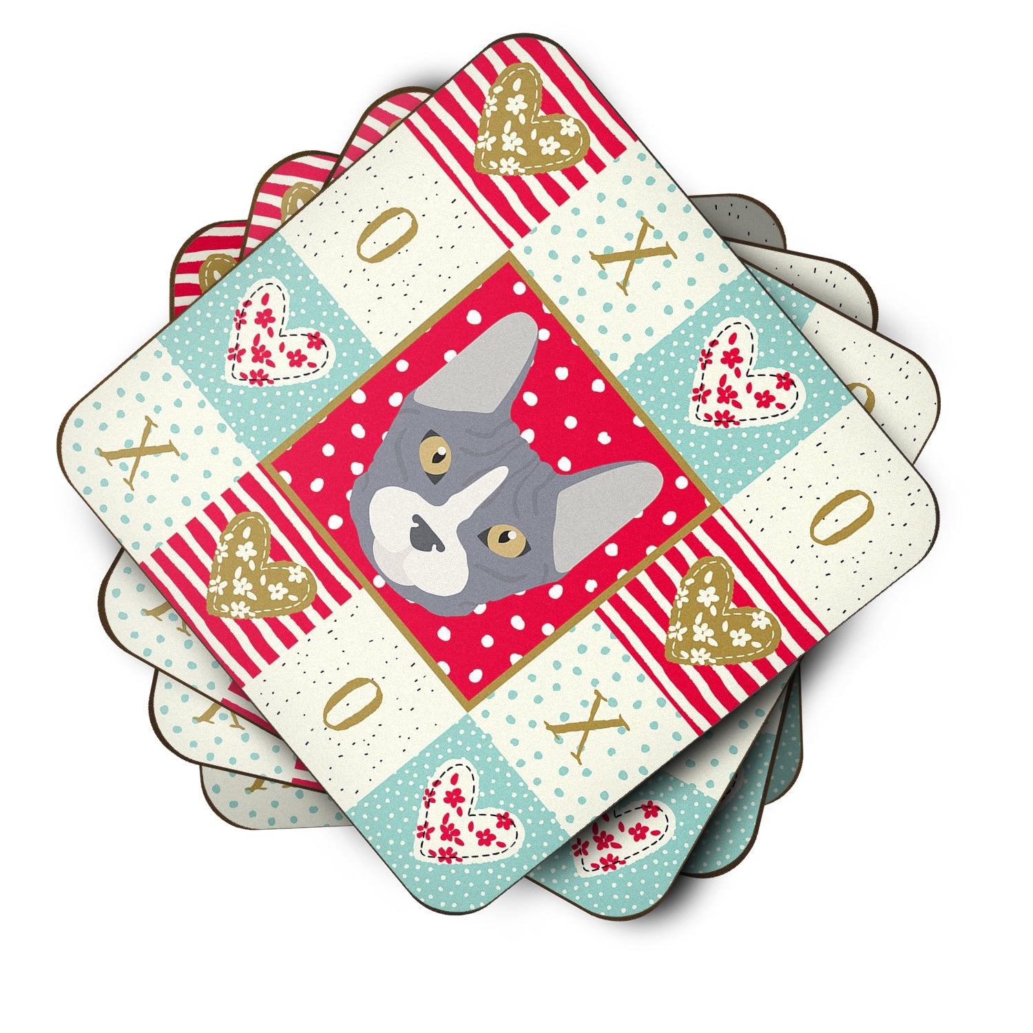 Don Sphynx Cat Love Foam Coasters Set of 4 Cup Coasters for Indoor Outdoor, Tabletop Protection, Anti Slip, Mouse pad Material