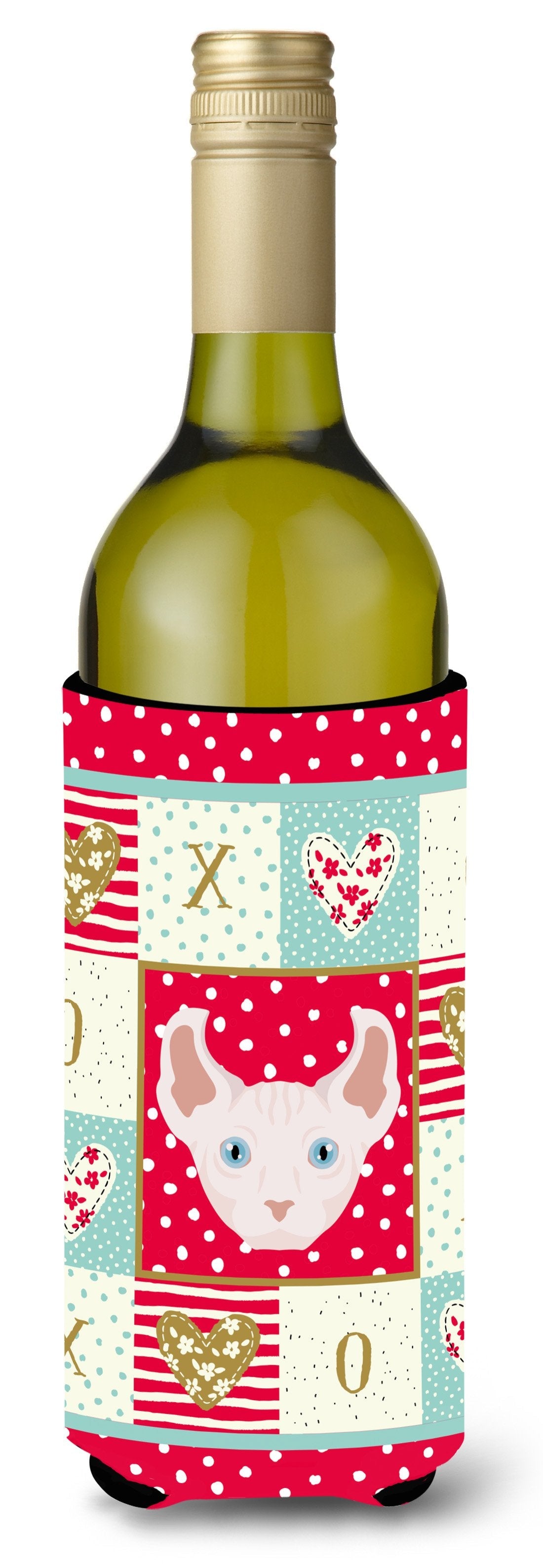 Dwelf Cat Love Wine Bottle Hugger Gift Sleeve for Standard 750 ml Bottles, Insulated Reusable Also Fits Mini Shot & Pint Bottles