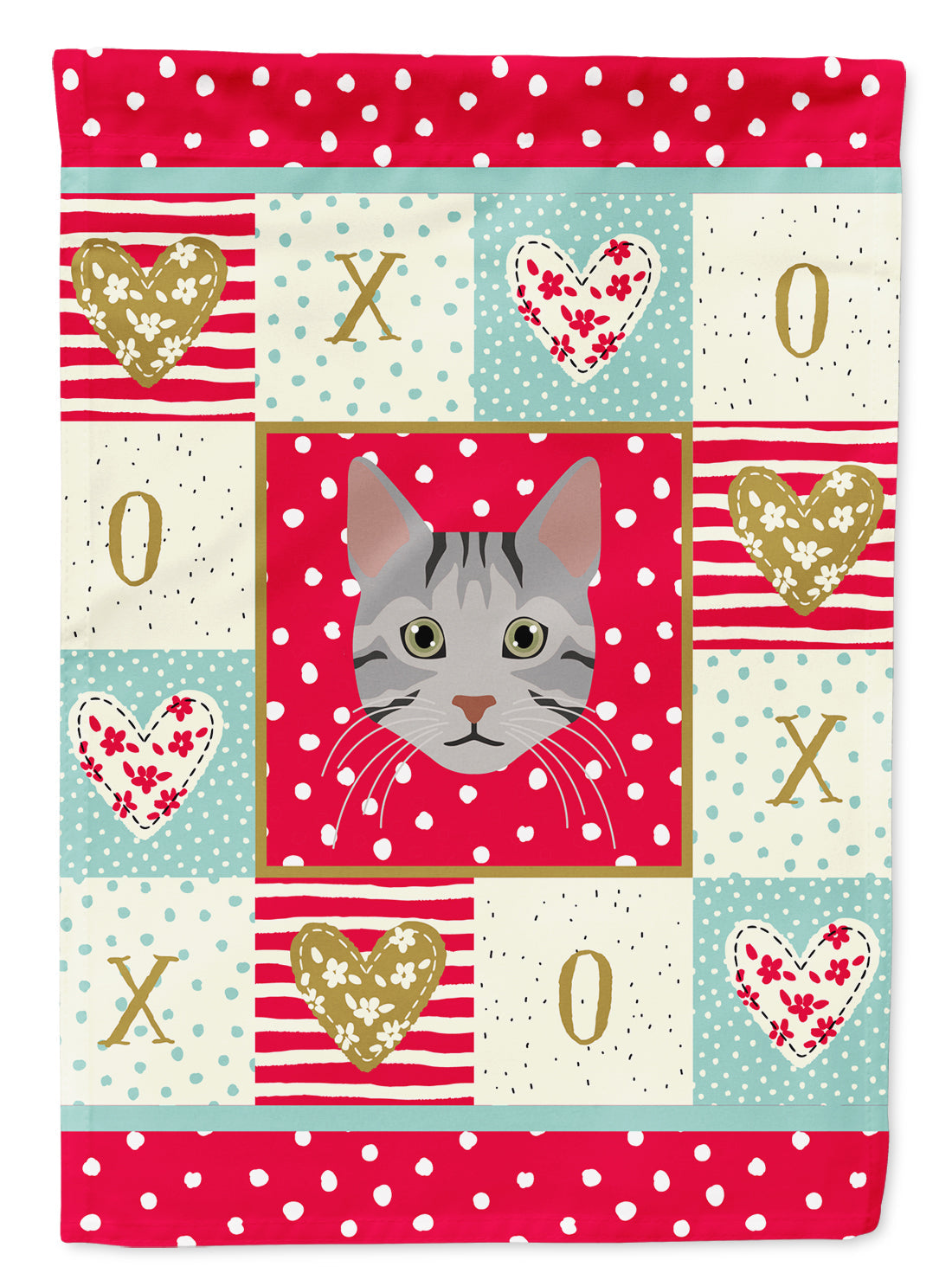 Egyptian Mau Cat Love House Flag 28x40 Porch Sleeve Pole Decorative Outside Yard Banner Artwork Wall Hanging, Polyester