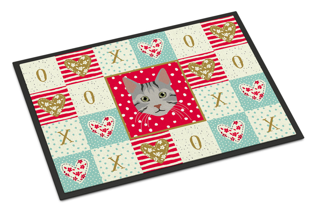 Egyptian Mau Cat Love Doormat Indoor Outdoor 24H X 36W Front Door Mat Rugs for Entryway, Non Slip Washable Low Pile,