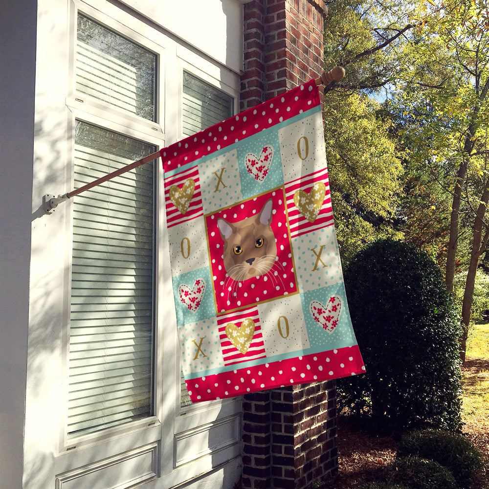 European Burmese Cat Love House Flag 28x40 Porch Sleeve Pole Decorative Outside Yard Banner Artwork Wall Hanging, Polyester