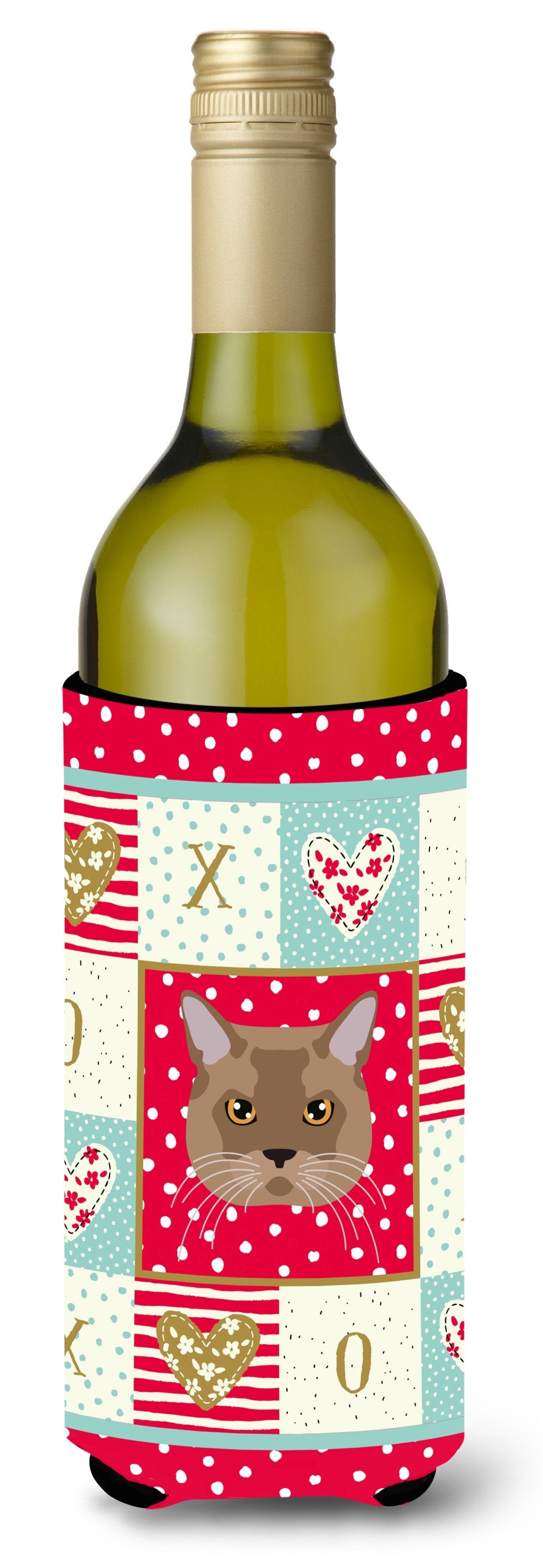 European Burmese Cat Love Wine Bottle Hugger Gift Sleeve for Standard 750 ml Bottles, Insulated Reusable Also Fits Mini Shot & Pint Bottles
