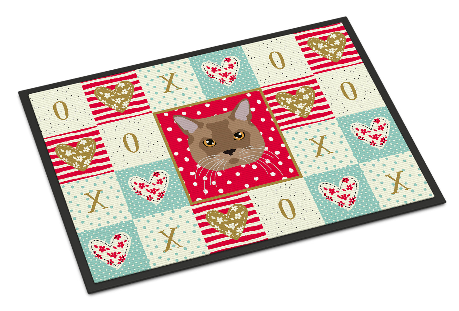 European Burmese Cat Love Doormat Indoor Outdoor 18H X 27W Front Door Mat Rugs for Entryway, Non Slip Washable