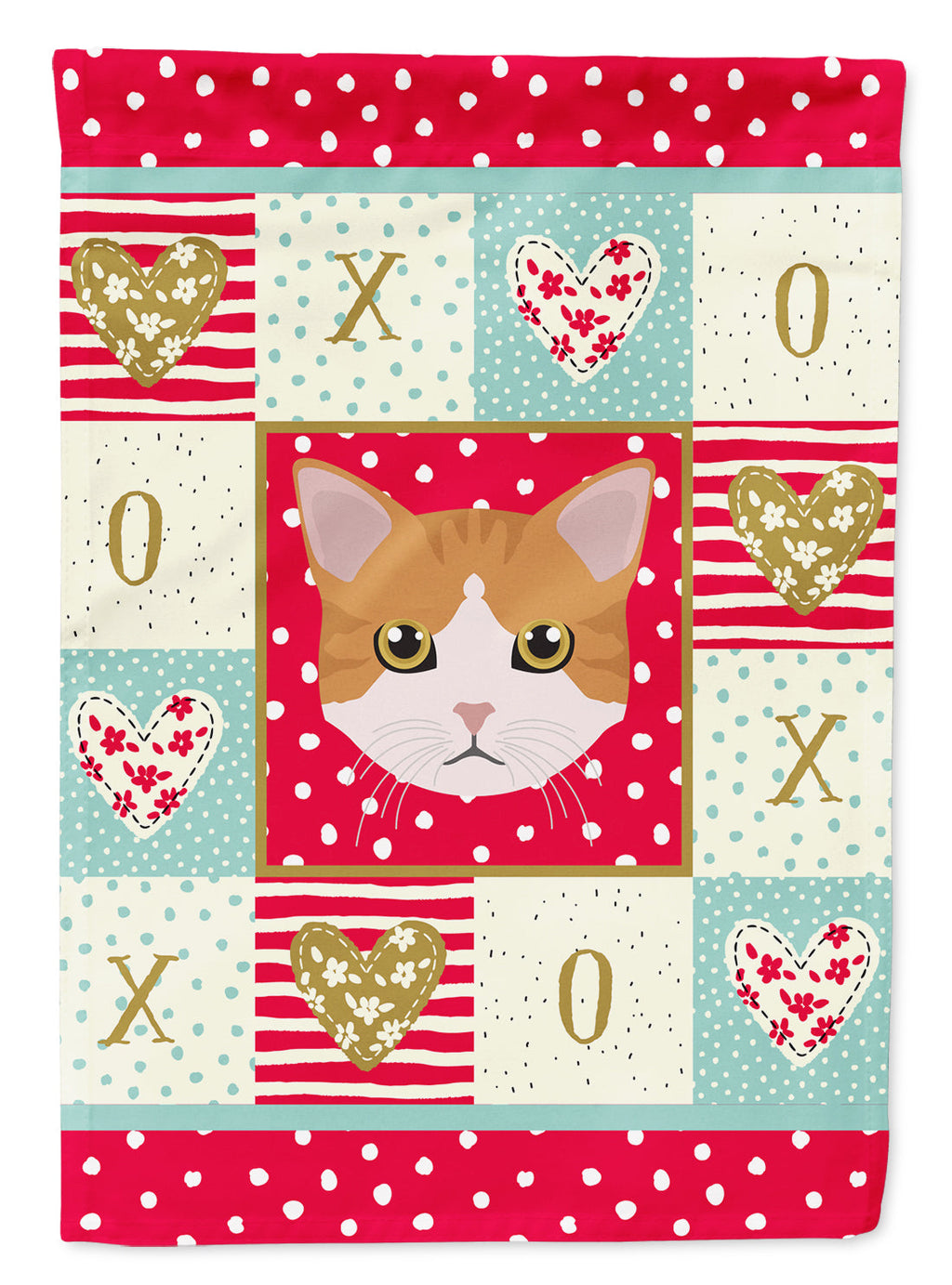 European Shorthair Cat Love House Flag 28x40 Porch Sleeve Pole Decorative Outside Yard Banner Artwork Wall Hanging, Polyester