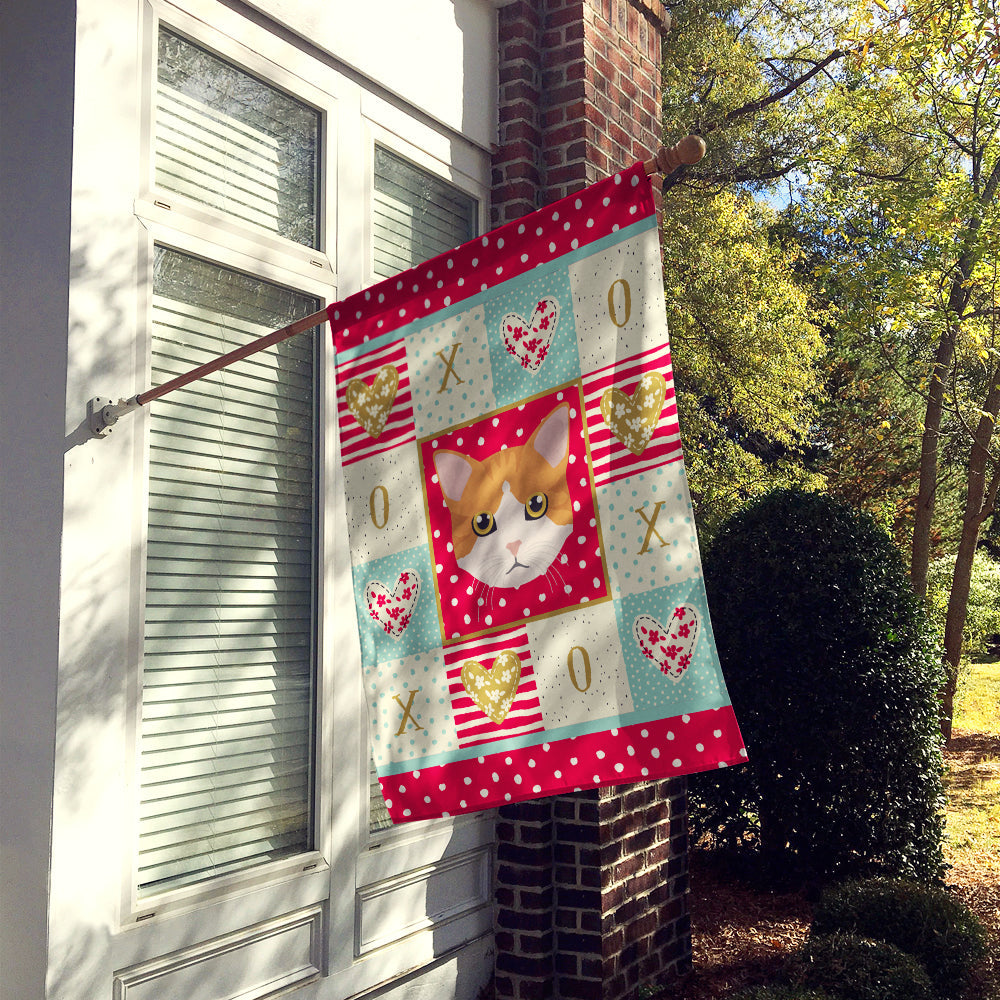 European Shorthair Cat Love House Flag 28x40 Porch Sleeve Pole Decorative Outside Yard Banner Artwork Wall Hanging, Polyester