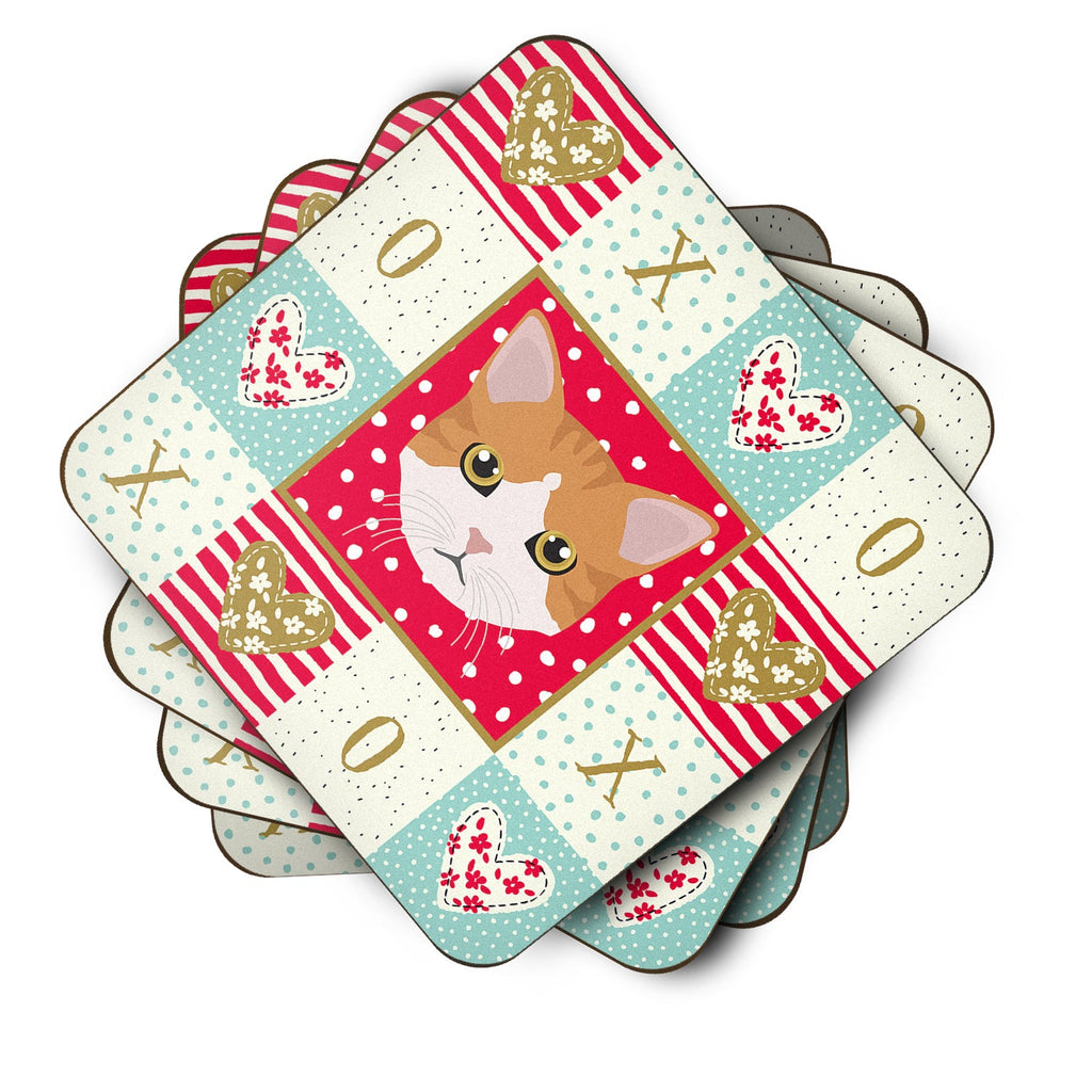 European Shorthair Cat Love Foam Coasters Set of 4 Cup Coasters for Indoor Outdoor, Tabletop Protection, Anti Slip, Mouse pad Material