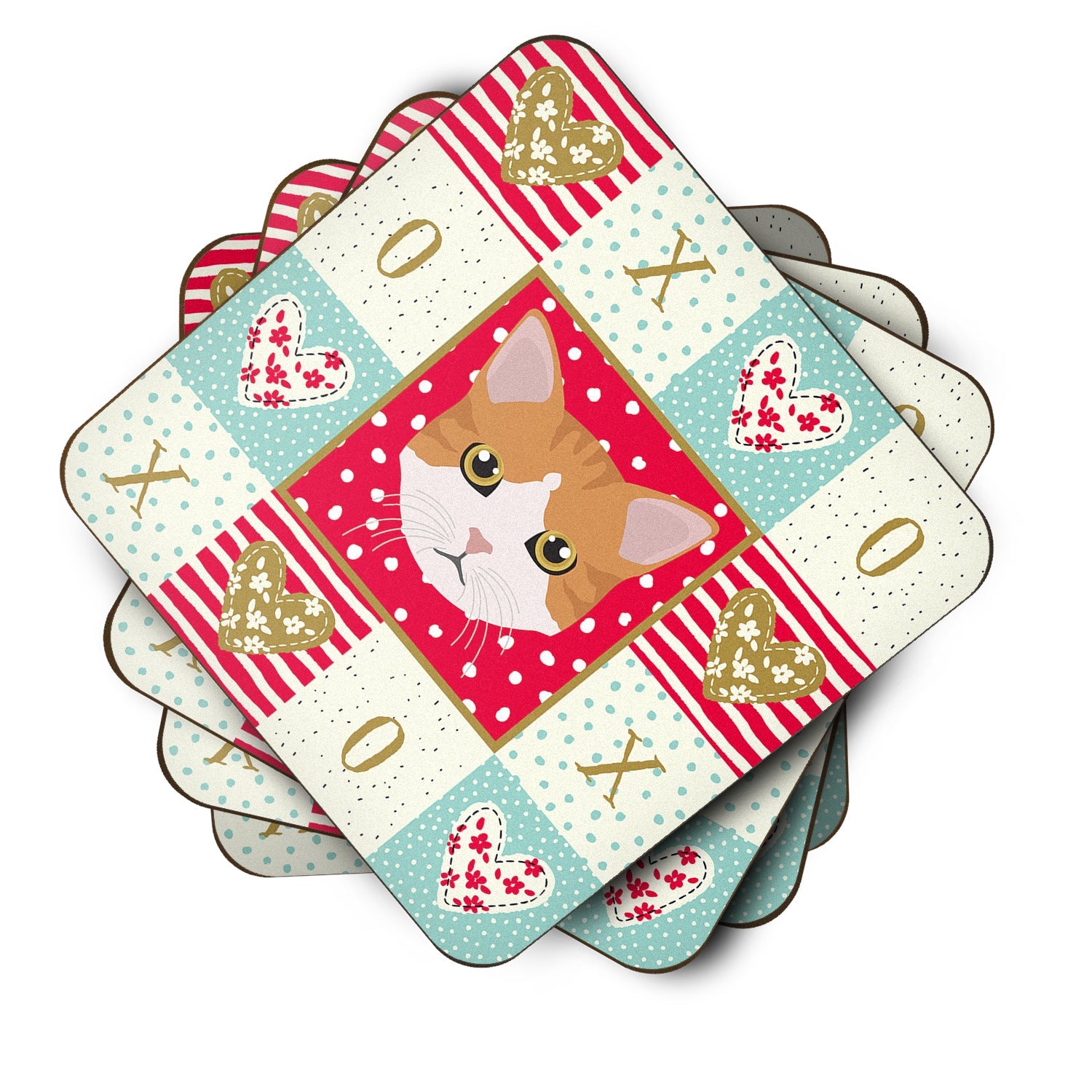 European Shorthair Cat Love Foam Coasters Set of 4 Cup Coasters for Indoor Outdoor, Tabletop Protection, Anti Slip, Mouse pad Material