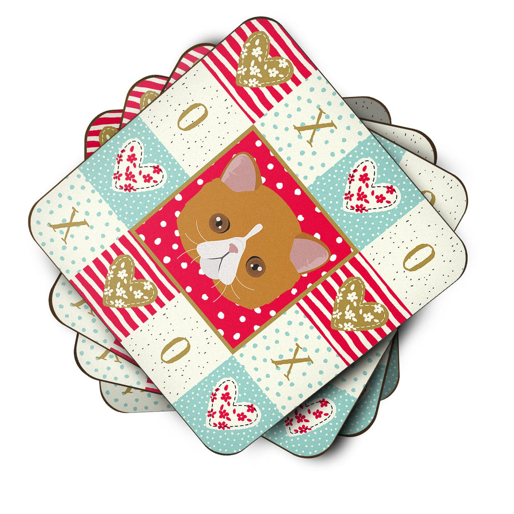 Exotic Shorthair Cat Love Foam Coasters Set of 4 Cup Coasters for Indoor Outdoor, Tabletop Protection, Anti Slip, Mouse pad Material