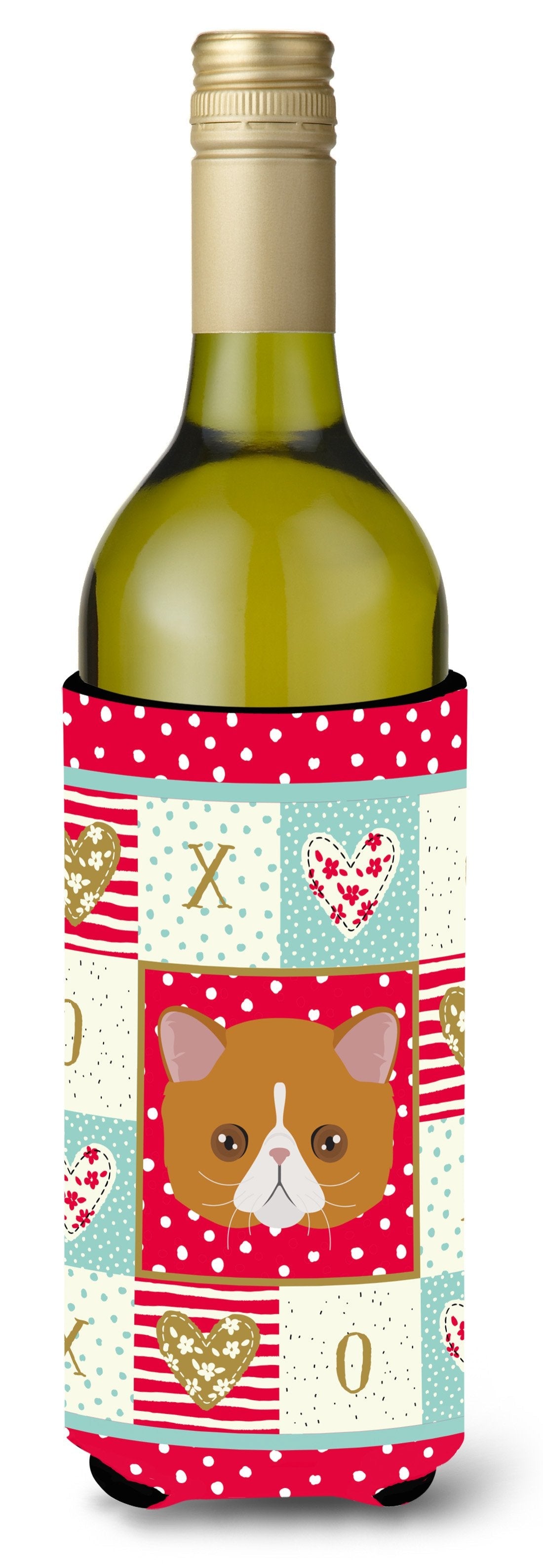 Exotic Shorthair Cat Love Wine Bottle Hugger Gift Sleeve for Standard 750 ml Bottles, Insulated Reusable Also Fits Mini Shot & Pint Bottles