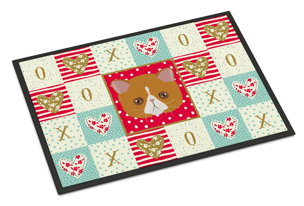 Exotic Shorthair Cat Love Doormat Indoor Outdoor 18H X 27W Front Door Mat Rugs for Entryway, Non Slip Washable