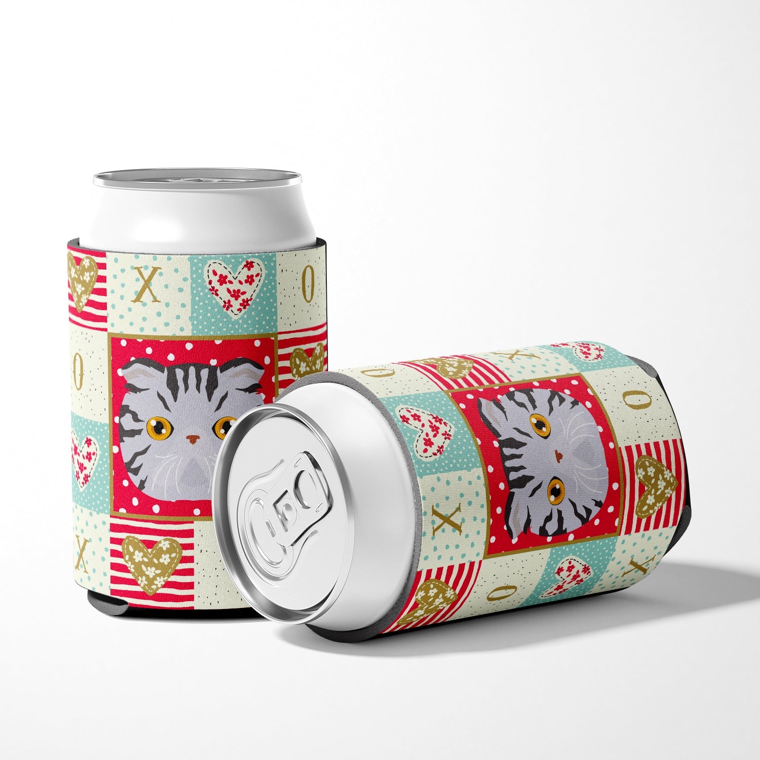 Foldex Exotic Fold Cat Love Can or Bottle Hugger Cooler Sleeve for Standard 12 oz Cans, Insulated Foam Beer & Soda Can Hugger Reusable