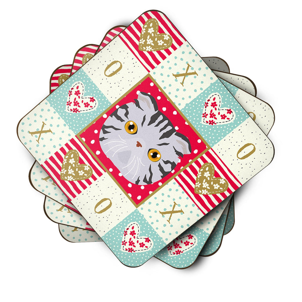 Foldex Exotic Fold Cat Love Foam Coasters Set of 4 Cup Coasters for Indoor Outdoor, Tabletop Protection, Anti Slip, Mouse pad Material