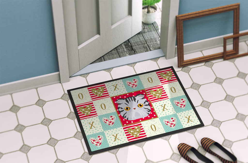 Foldex Exotic Fold Cat Love Doormat Indoor Outdoor 24H X 36W Front Door Mat Rugs for Entryway, Non Slip Washable Low Pile,