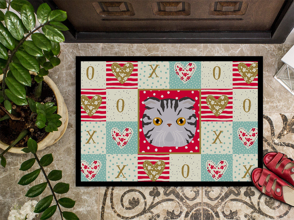 Foldex Exotic Fold Cat Love Doormat Indoor Outdoor 18H X 27W Front Door Mat Rugs for Entryway, Non Slip Washable