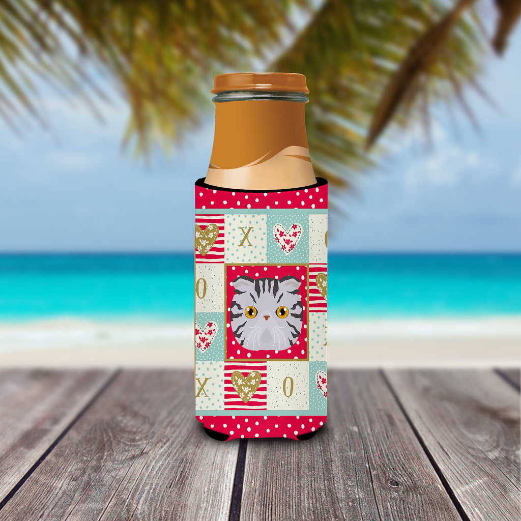 Foldex Exotic Fold Cat Love Slim Can Hugger , Insulated Foam Hugger for 12 oz Slim Cans, Beer Bottles & Water Bottles, Printed in USA