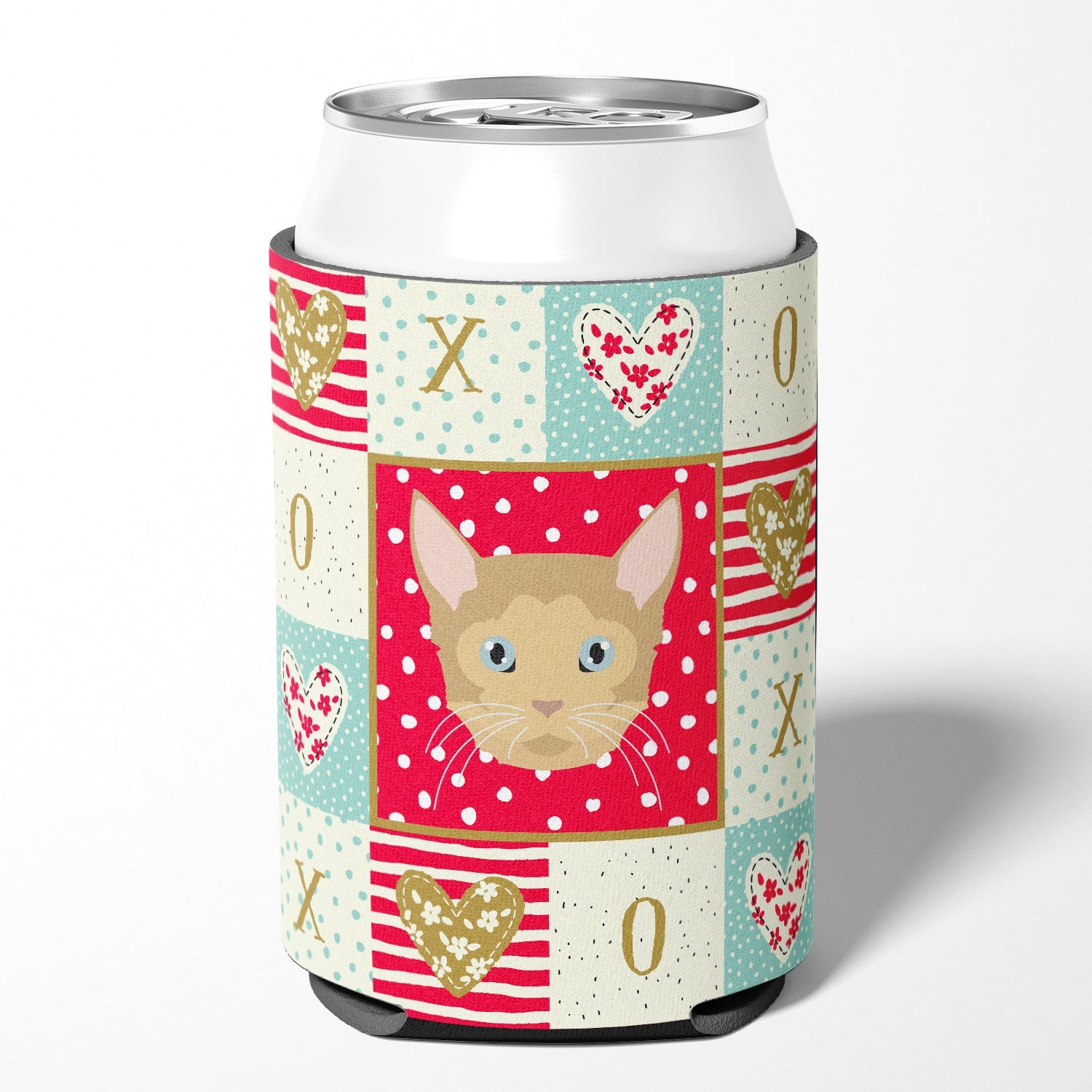 German Rex Cat Love Can or Bottle Hugger Cooler Sleeve for Standard 12 oz Cans, Insulated Foam Beer & Soda Can Hugger Reusable