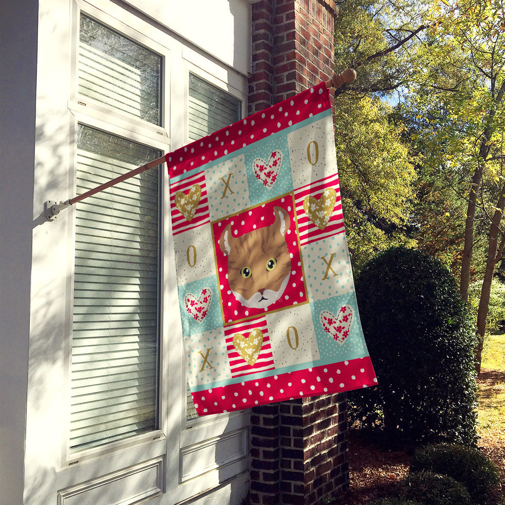 Highlander Lynx Cat Love House Flag 28x40 Porch Sleeve Pole Decorative Outside Yard Banner Artwork Wall Hanging, Polyester