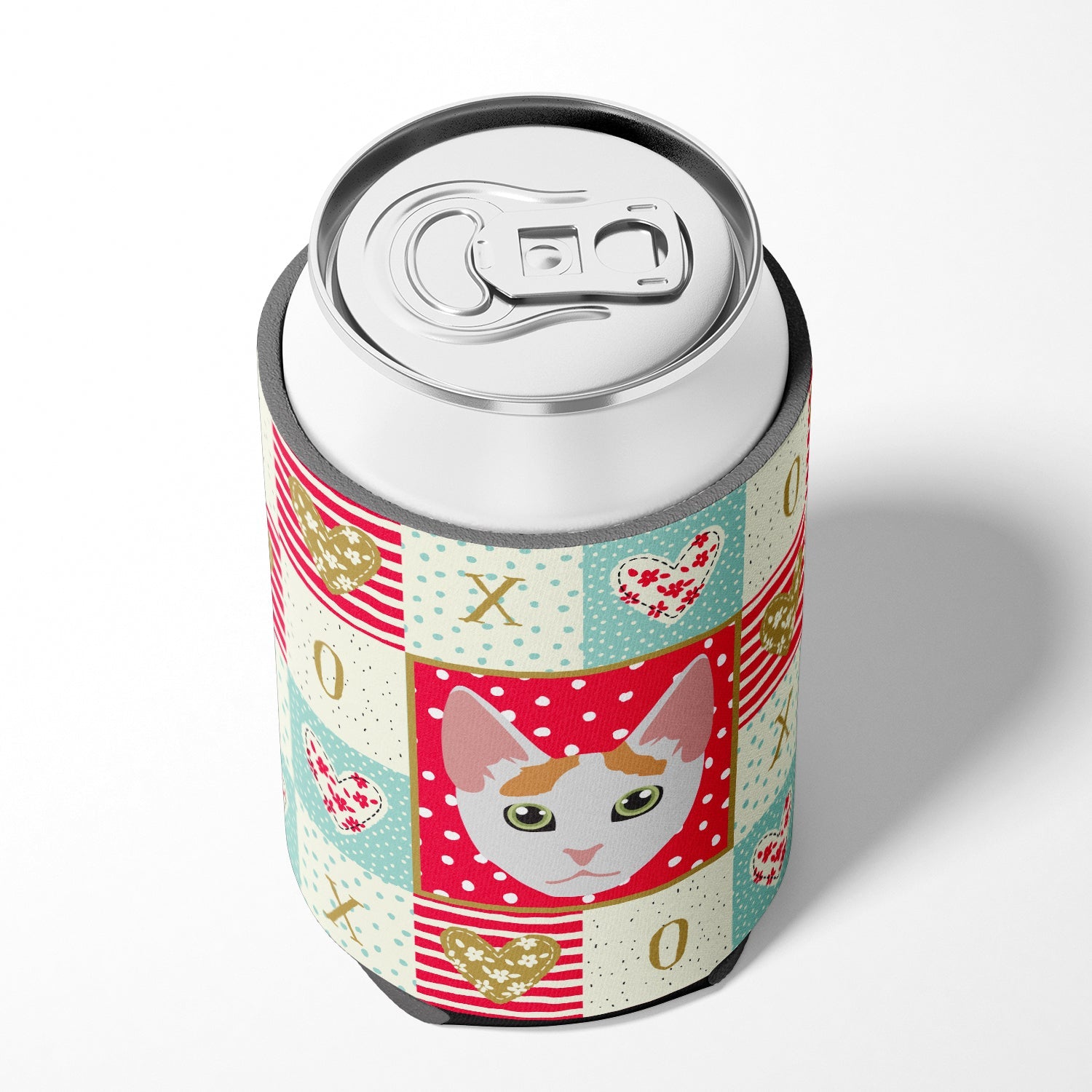 Japanese Bobtail Cat Love Can or Bottle Hugger Cooler Sleeve for Standard 12 oz Cans, Insulated Foam Beer & Soda Can Hugger Reusable