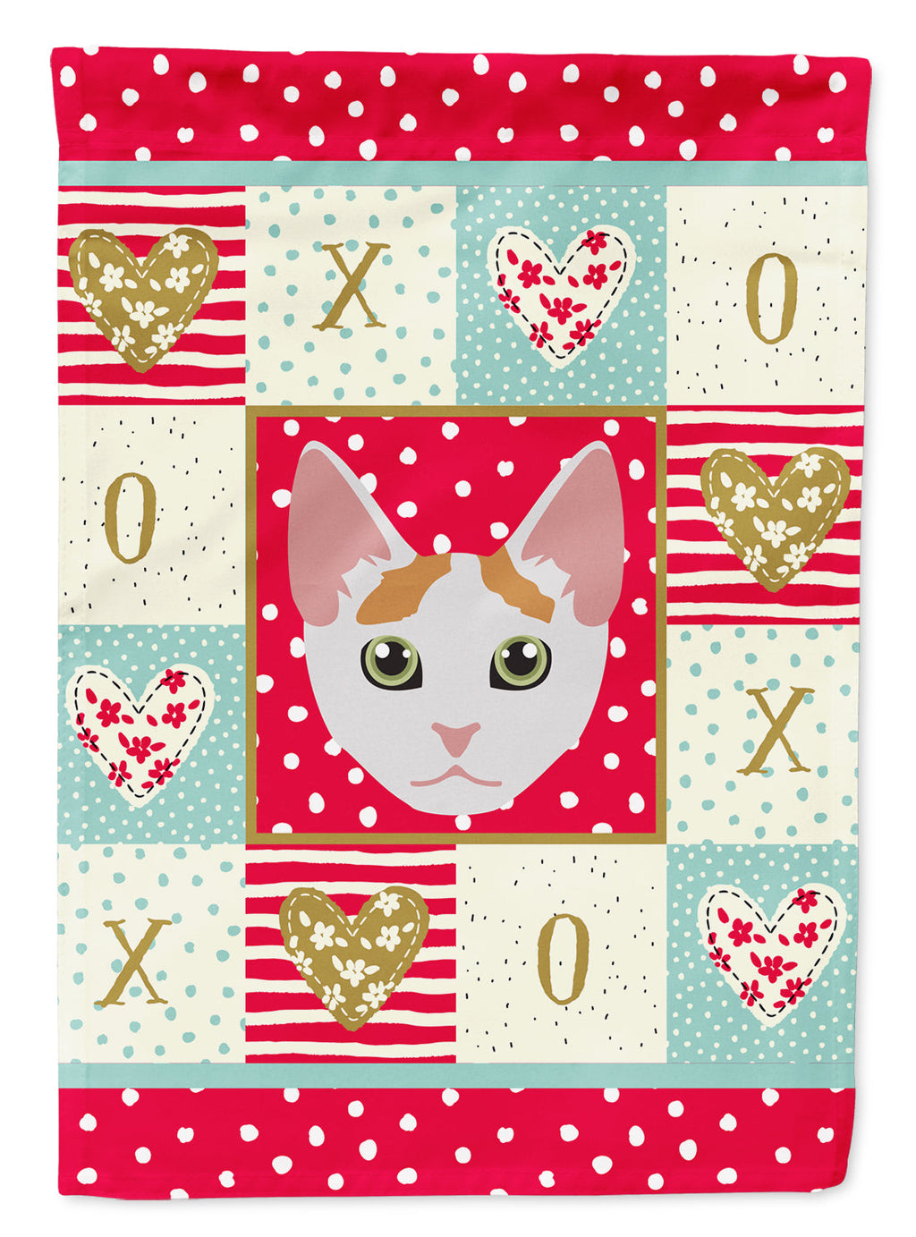 Japanese Bobtail Cat Love House Flag 28x40 Porch Sleeve Pole Decorative Outside Yard Banner Artwork Wall Hanging, Polyester