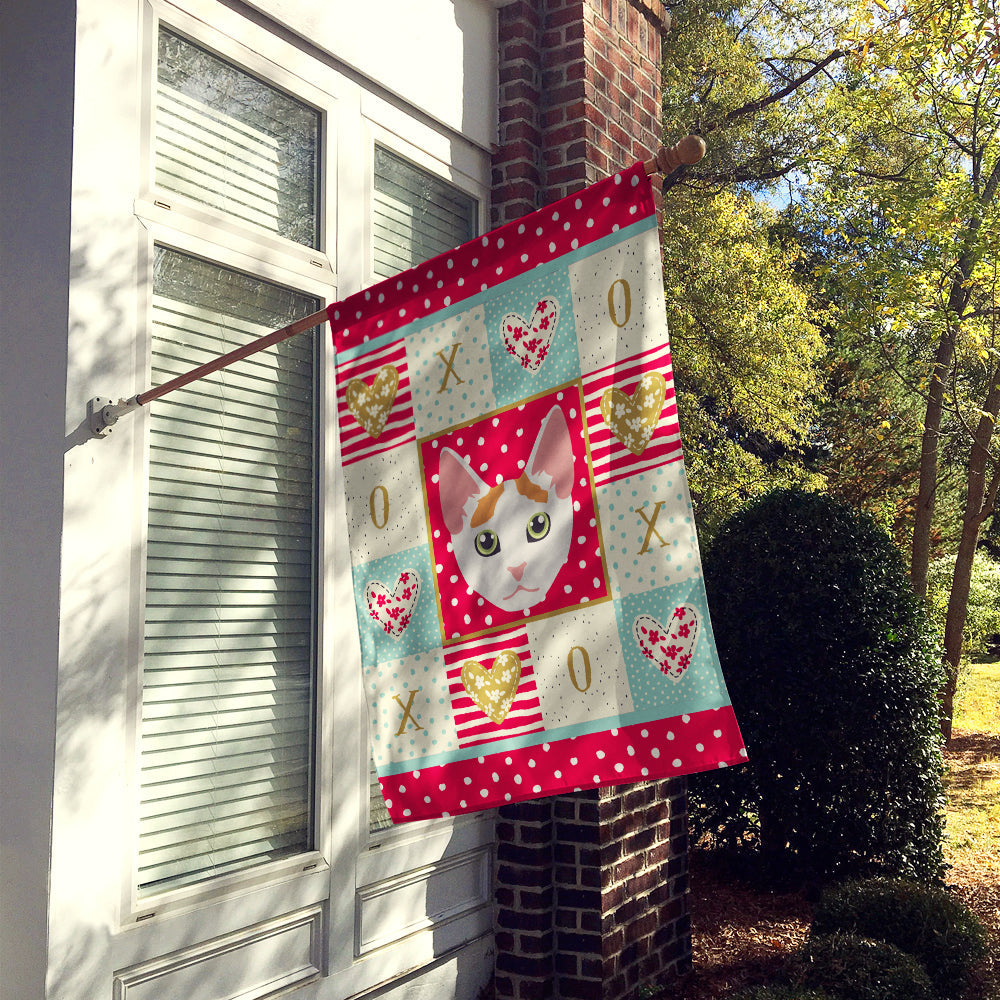 Japanese Bobtail Cat Love House Flag 28x40 Porch Sleeve Pole Decorative Outside Yard Banner Artwork Wall Hanging, Polyester