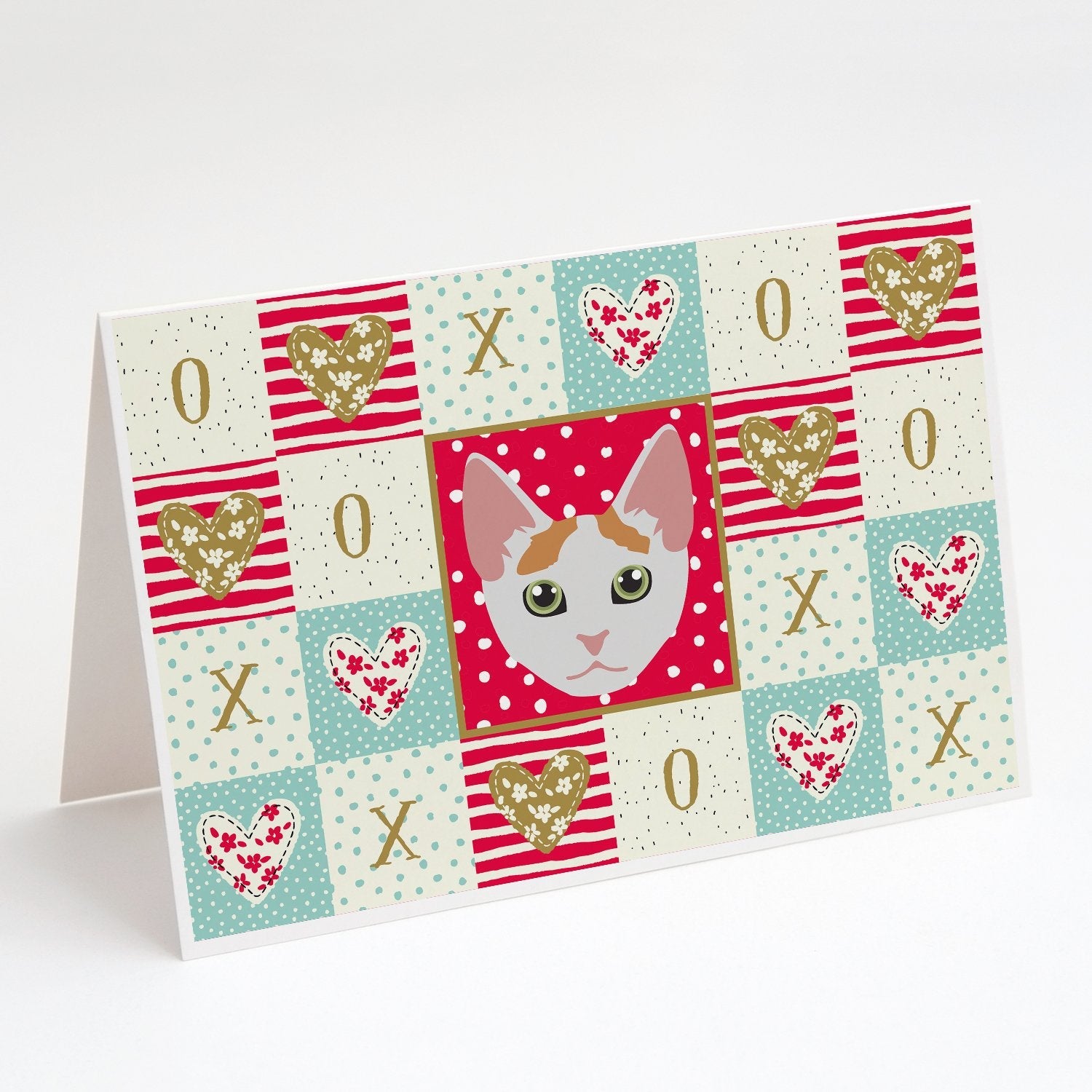 Japanese Bobtail Cat Love Greeting Cards Pack of 8 Blank Cards with Envelopes Whimsical A7 Size 5x7