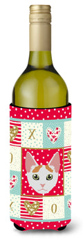 Japanese Bobtail Cat Love Wine Bottle Hugger Gift Sleeve for Standard 750 ml Bottles, Insulated Reusable Also Fits Mini Shot & Pint Bottles