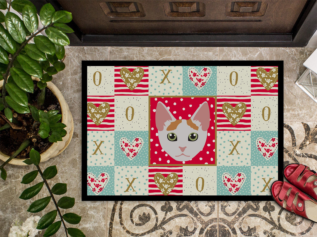 Japanese Bobtail Cat Love Doormat Indoor Outdoor 18H X 27W Front Door Mat Rugs for Entryway, Non Slip Washable