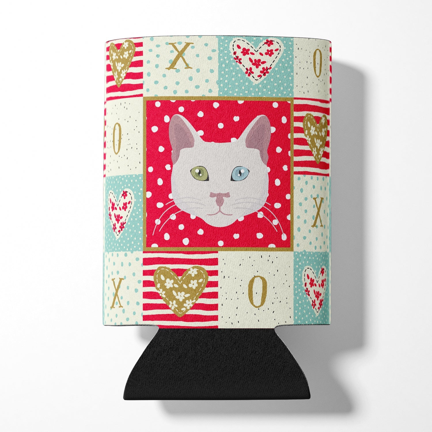 Khao Manee Cat Love Can or Bottle Hugger Cooler Sleeve for Standard 12 oz Cans, Insulated Foam Beer & Soda Can Hugger Reusable