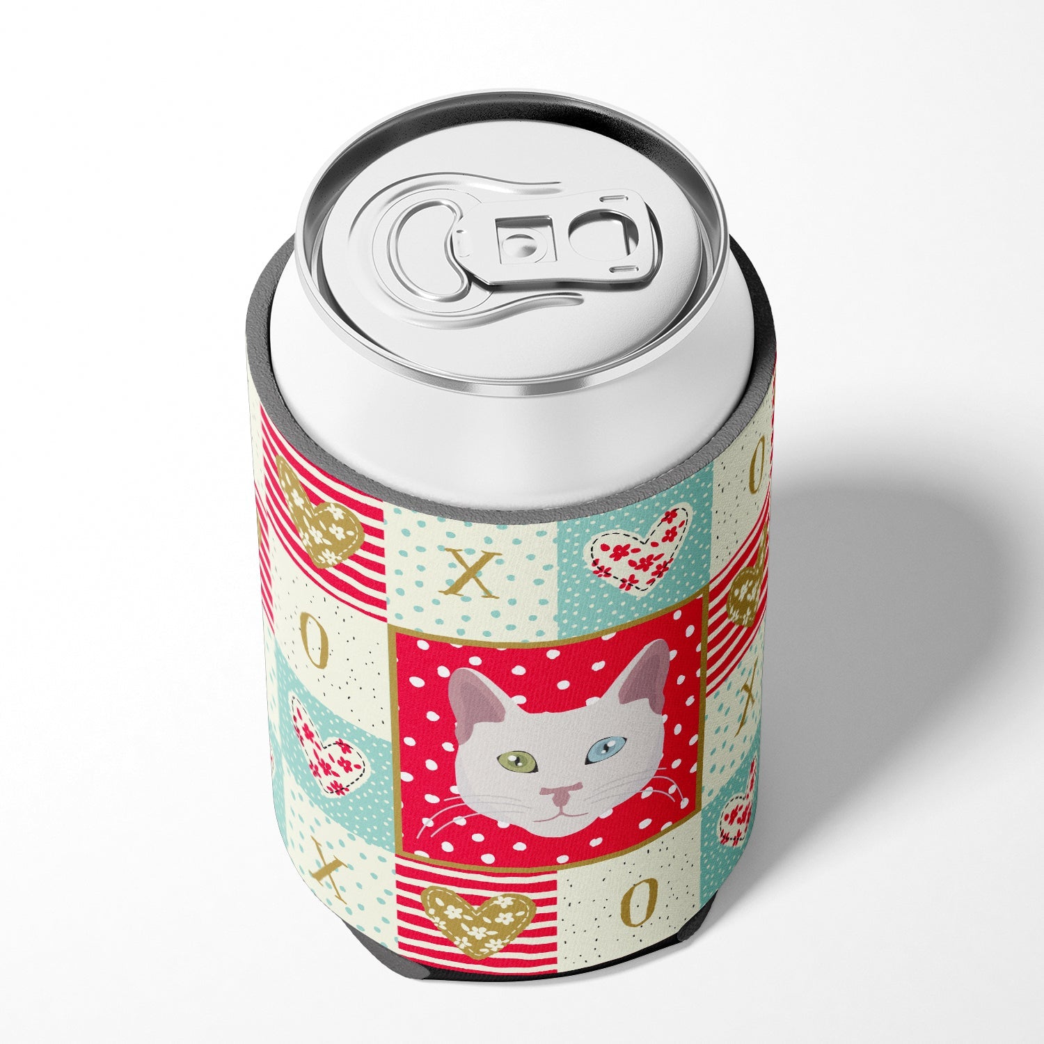 Khao Manee Cat Love Can or Bottle Hugger Cooler Sleeve for Standard 12 oz Cans, Insulated Foam Beer & Soda Can Hugger Reusable