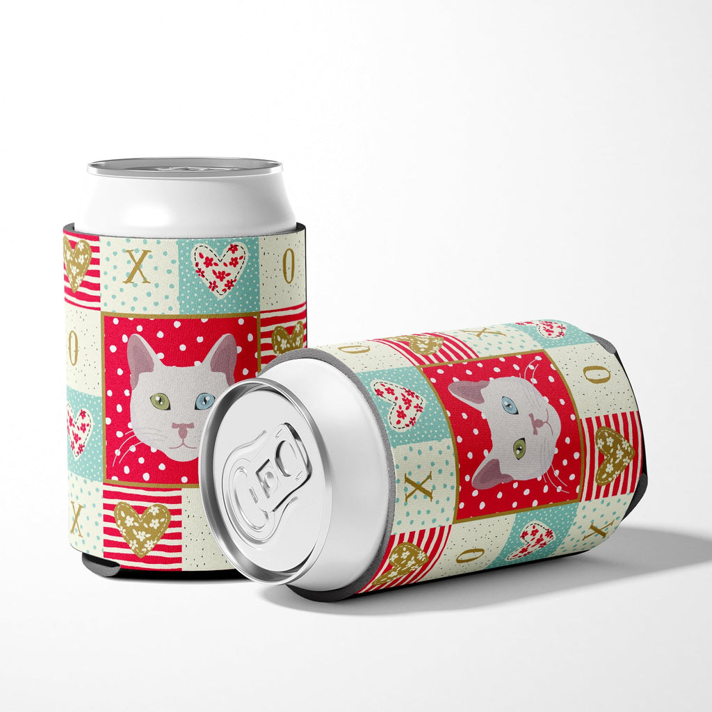 Khao Manee Cat Love Can or Bottle Hugger Cooler Sleeve for Standard 12 oz Cans, Insulated Foam Beer & Soda Can Hugger Reusable