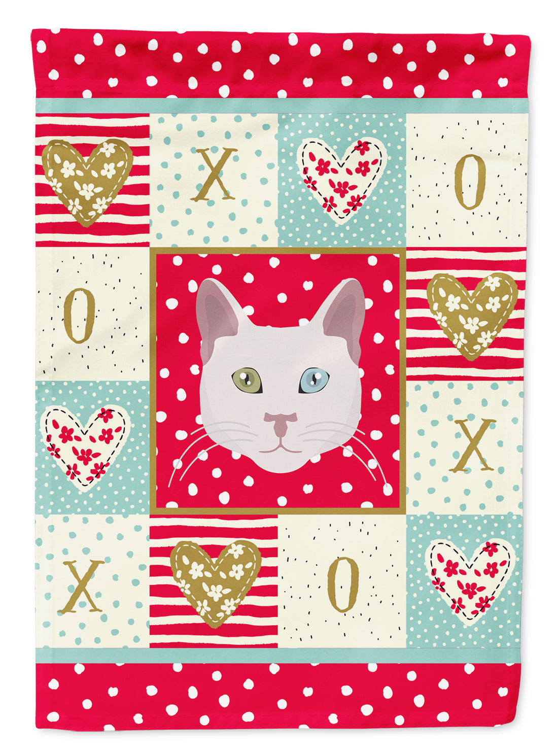 Khao Manee Cat Love House Flag 28x40 Porch Sleeve Pole Decorative Outside Yard Banner Artwork Wall Hanging, Polyester