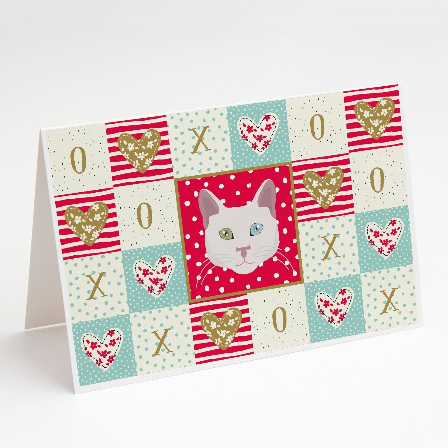 Khao Manee Cat Love Greeting Cards Pack of 8 Blank Cards with Envelopes Whimsical A7 Size 5x7