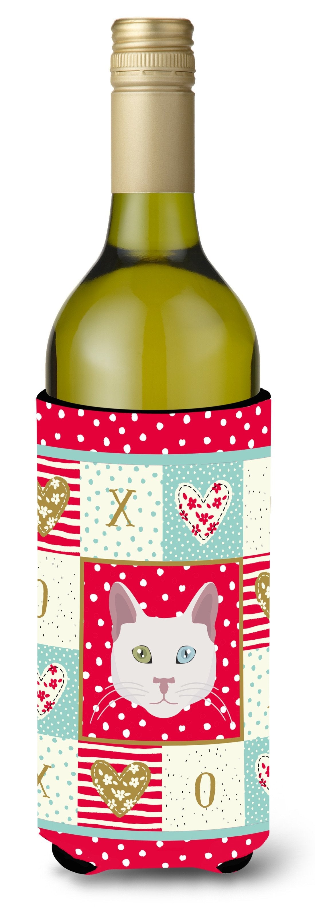 Khao Manee Cat Love Wine Bottle Hugger Gift Sleeve for Standard 750 ml Bottles, Insulated Reusable Also Fits Mini Shot & Pint Bottles