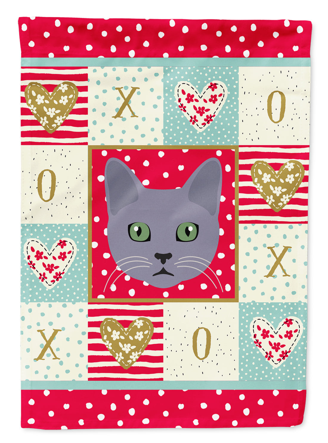 Korat Cat Love House Flag 28x40 Porch Sleeve Pole Decorative Outside Yard Banner Artwork Wall Hanging, Polyester